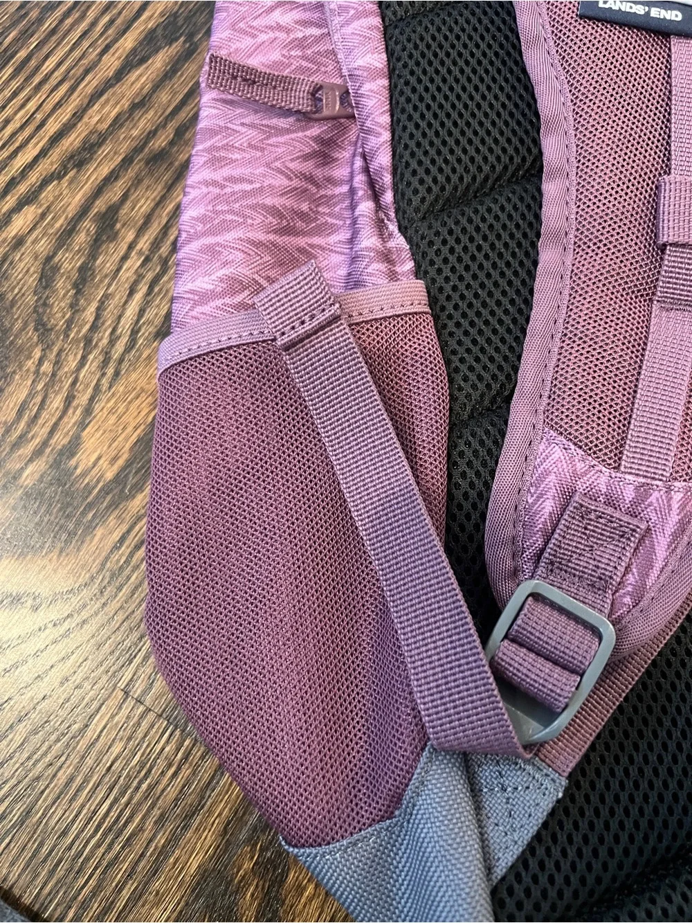 Lands End Kids TechPack XL Backpack in Mulberry Chevron